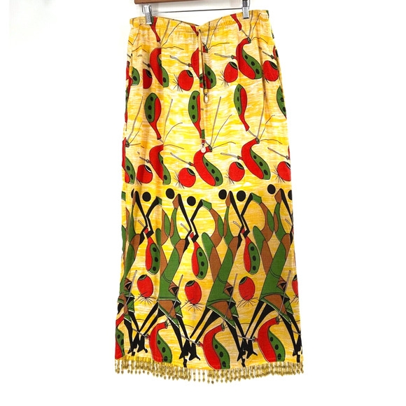 VTG Ashro Maxi Skirt XL Beaded Fringe Colorful Artsy Phoebe Buffay Maximalist - Picture 1 of 10